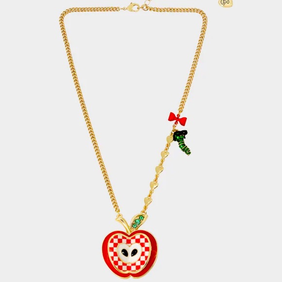 New Betsey Johnson BACK TO COOL APPLE PENDANT RED - Picture 3 of 7